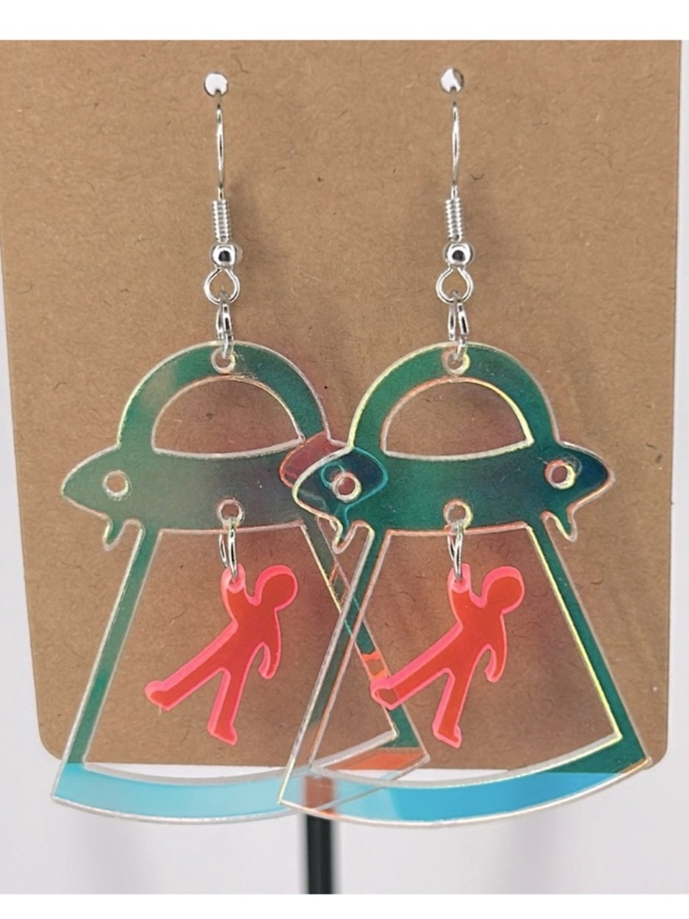 Iridescent Colorful Space UFO Dangling Person Dangle  Fashion Jewelry